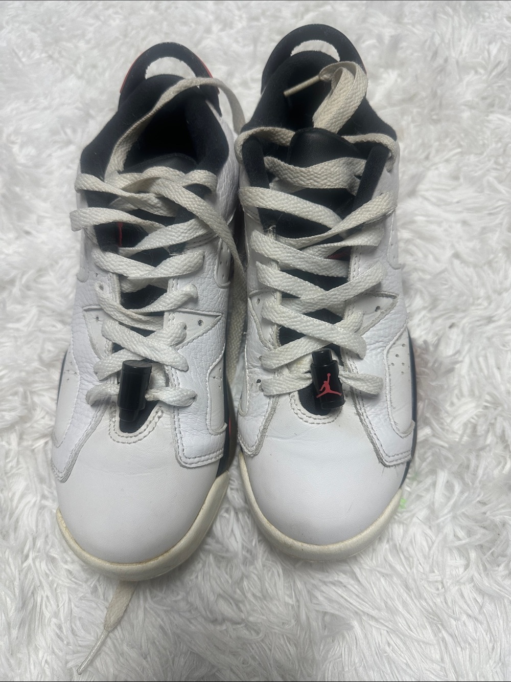 Jordan Kids White and Black Basketball Sneakers with Red Jumpman